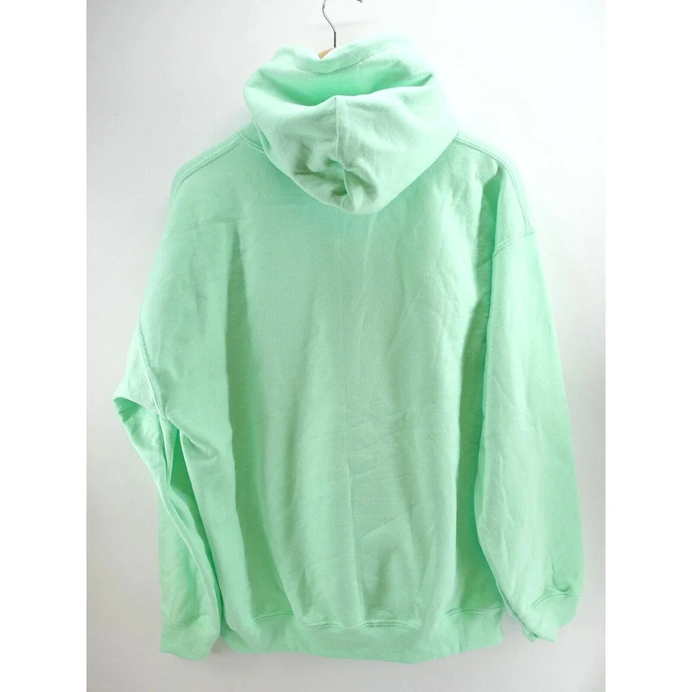 Custom Embroidery Hoodie L Love Embroidered Front and Back Custom Large Lime